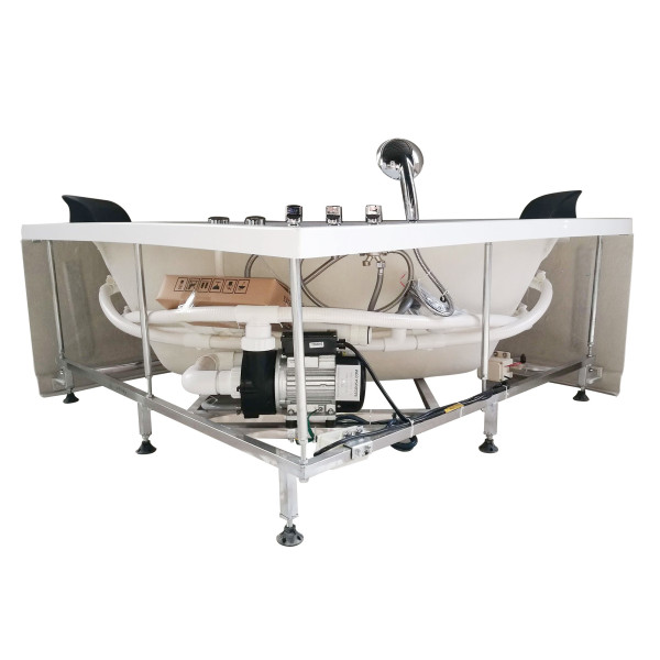 EAGO AM200 5' Rounded Modern Double Seat Corner Whirlpool Bath Tub with Fix