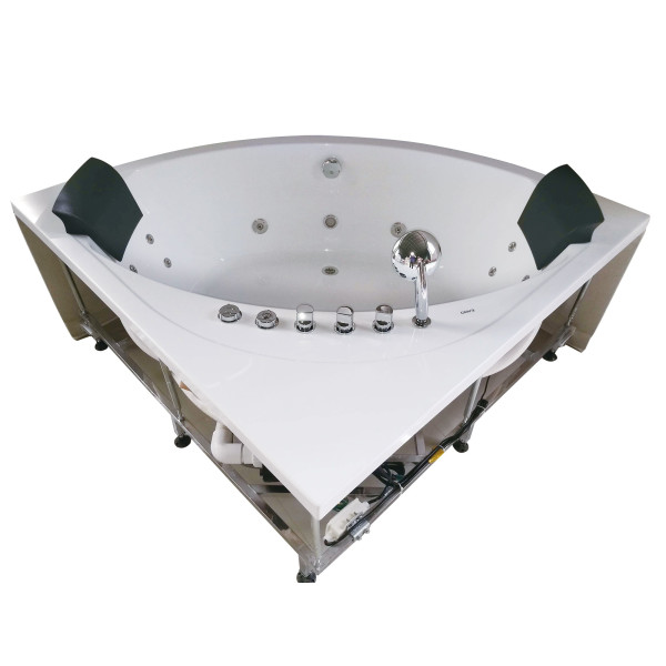 EAGO AM200 5' Rounded Modern Double Seat Corner Whirlpool Bath Tub with Fix