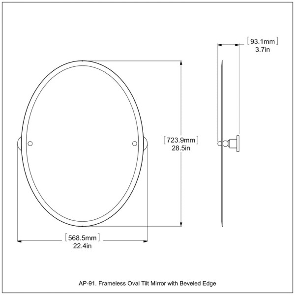Allied Brass AP-91-PB Oval Tilt Mirror with Beveled Edge in Polished Brass