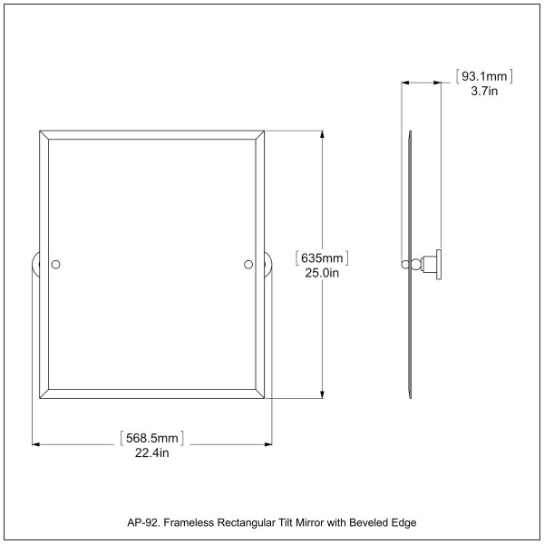 Allied Brass AP-92-SN Rectangular Beveled Edge Tilt Mirror in Satin Nickel