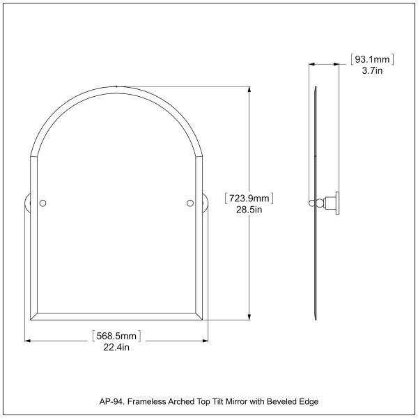 Allied Brass AP-94-ABZ Arched Top Beveled Edge Tilt Mirror in Antique Bronze