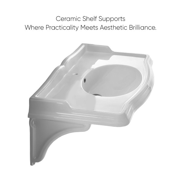 Whitehaus AR874-MNSLEN-1H Sabella 40" Wall Mount Basin w/ Oval Bowl & Ceramic Shelf