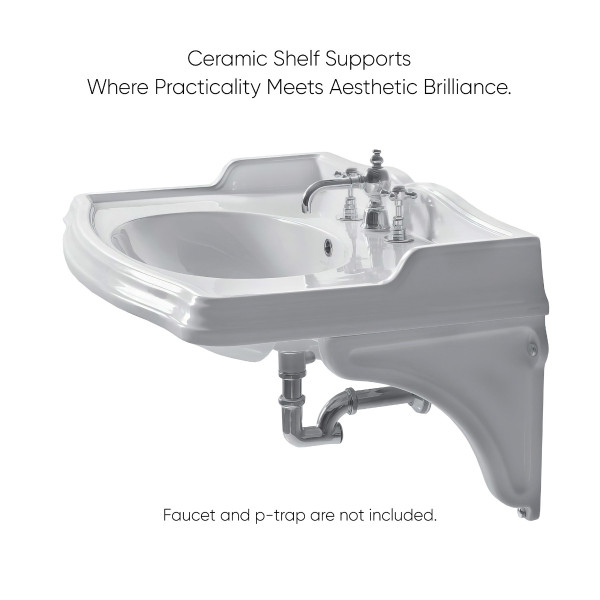 Whitehaus AR874-MNSLEN-3H Isabella 40" Wall Mount Basin w/ Oval Bowl & Ceramic Shelf