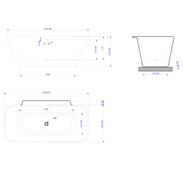 Aquatica Arab-Wall Arabella-Wall™ Freestanding Stone Bathtub