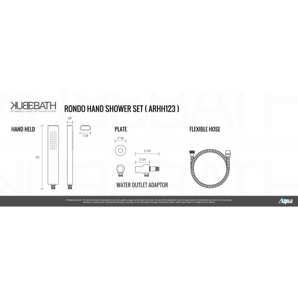 KubeBath BK-ARHH123 Aqua Rondo Handheld Kit With Wall Adapter in Matte Black