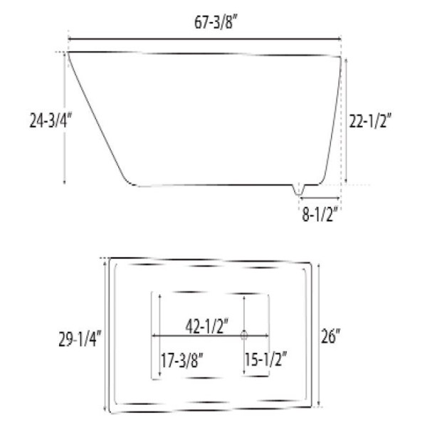 Barclay Marakesh ATRSN68FE-WH 68 Inch Acrylic Slipper  Bathtub