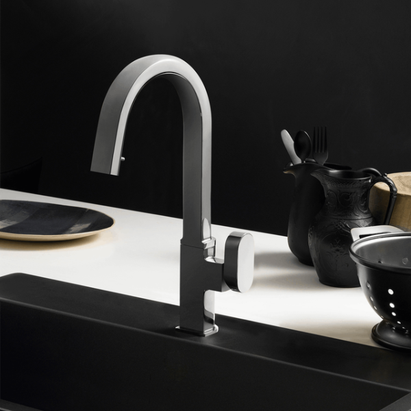 Houzer AZUPD-968 Azura Series Single Handle Hidden Pull-Down Kitchen Faucet