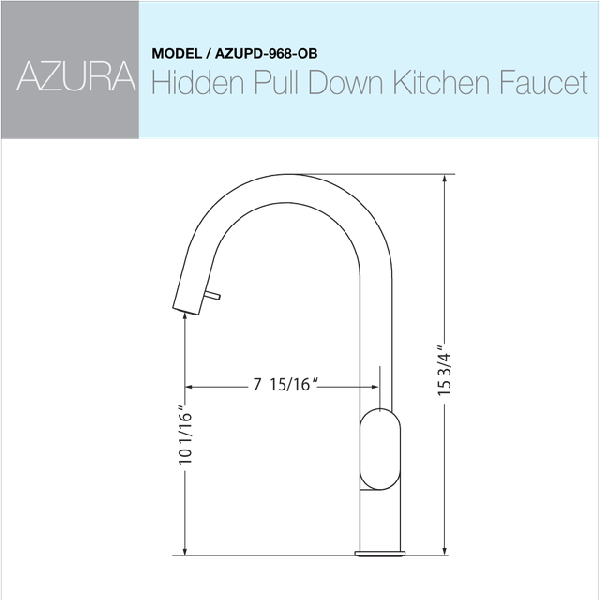 Houzer AZUPD-968 Azura Series Single Handle Hidden Pull-Down Kitchen Faucet