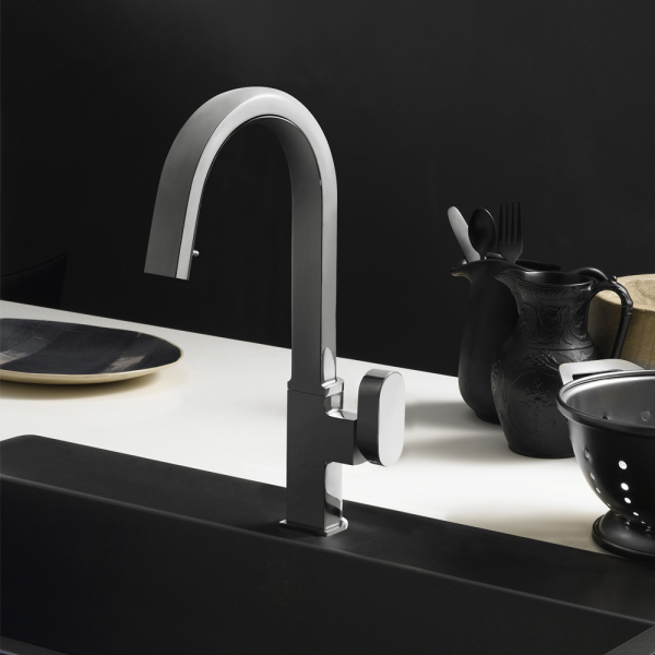 Houzer AZUPD-968 Azura Series Single Handle Hidden Pull-Down Kitchen Faucet