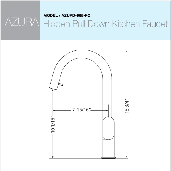 Houzer AZUPD-968 Azura Series Single Handle Hidden Pull-Down Kitchen Faucet