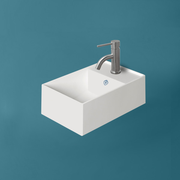 Whitehaus B-AG40 Rectangular Wall Mount Basin + Right Single Hole Drill