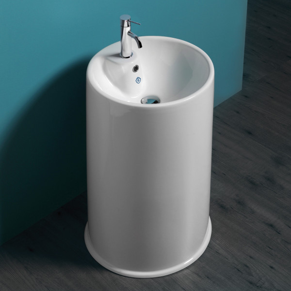 Whitehaus B-GTE Freestanding Cylindrical Bathroom Basin with Single Faucet Hole