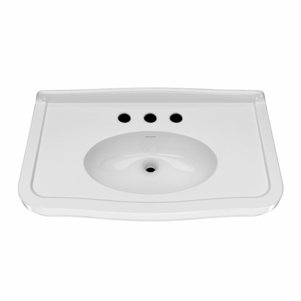 Whitehaus B-LO934-MNSLEN-3H 3-Holes Integrated Oval Bowl Wall Mount Sink with Overflow