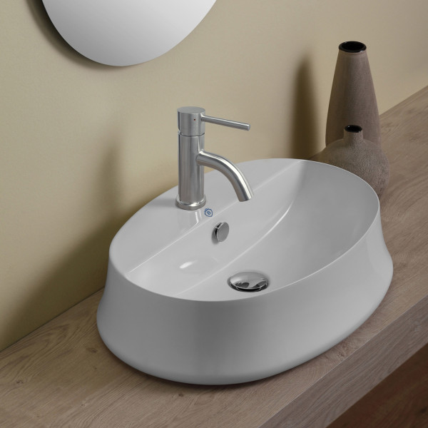 Whitehaus B-SH05 Britannia Oval Above Mount Basin with Single Faucet Hole Drill