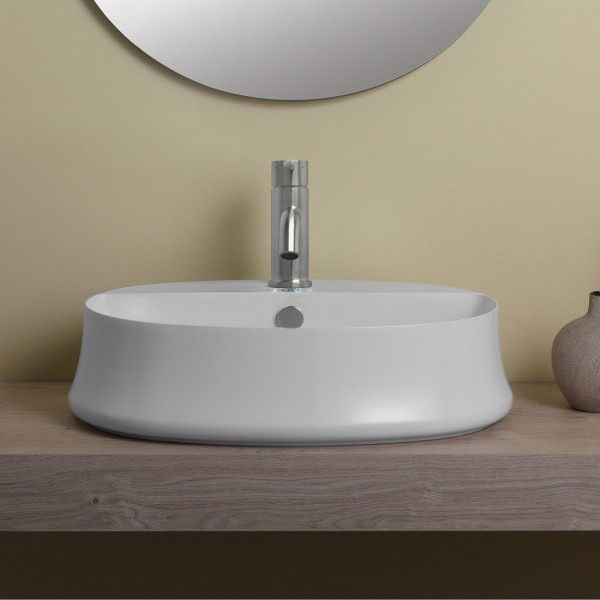 Whitehaus B-SH05 Britannia Oval Above Mount Basin with Single Faucet Hole Drill