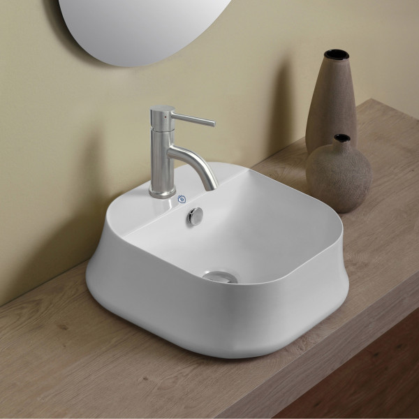 Whitehaus B-SH07 Britannia Square Above Mount Basin + Single Faucet Hole Drill