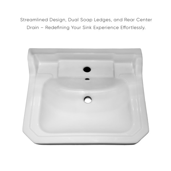 Whitehaus B112L Traditional Pedestal w/ Integrated Bowl and Rear Overflow