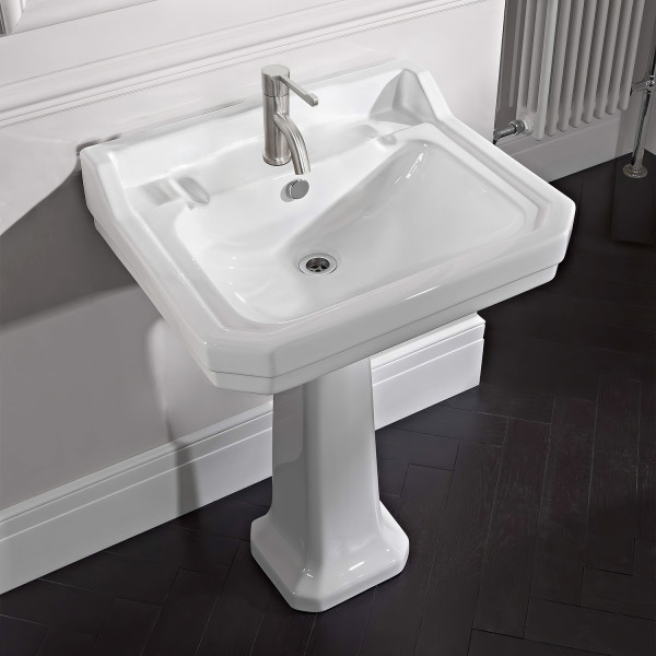 Whitehaus B112L Traditional Pedestal w/ Integrated Bowl and Rear Overflow