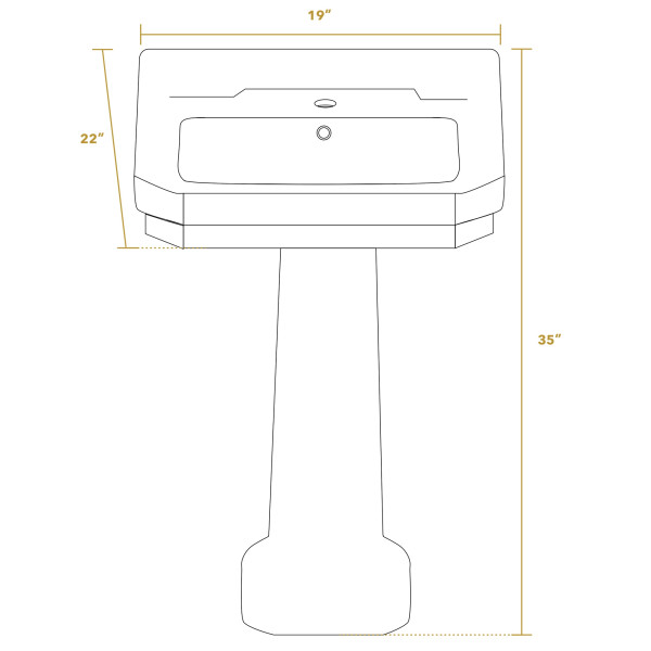 Whitehaus B112M-P Pedestal Sink w/ Integrated Rectangular Bowl and Overflow