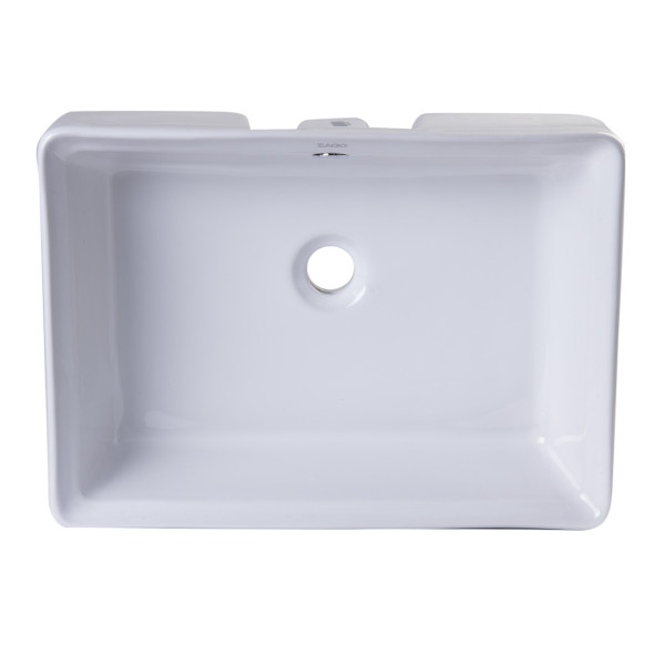 EAGO BA131 20" White Rectangular Porcelain Bathroom Sink with Overflow