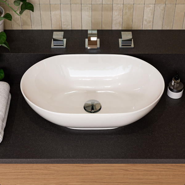 EAGO BA352 23'' White Oval Porcelain Bathroom Sink Basin without Overflow
