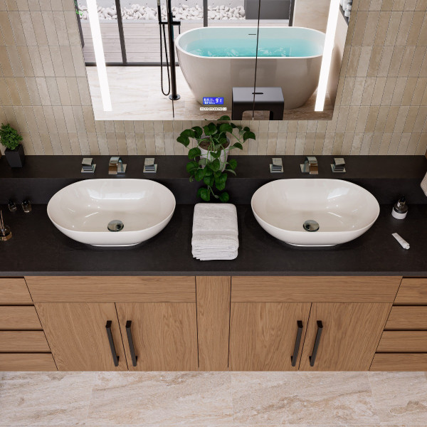 EAGO BA352 23'' White Oval Porcelain Bathroom Sink Basin without Overflow