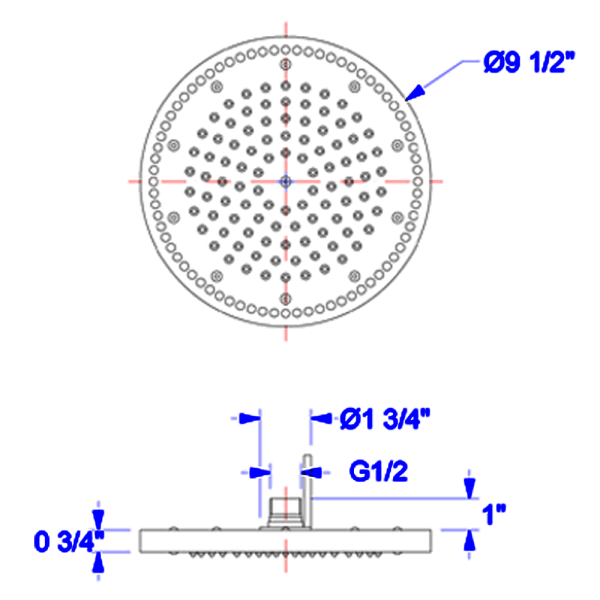Aquatica BCRD-240 Sparkle Solid Brass Bathroom Shower Head With Lighting In Chrome