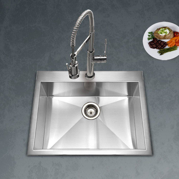 Houzer BLS-3322 Zero Radius Topmount Stainless Steel 1-Hole Large Kitchen Sink