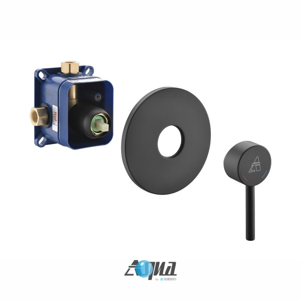 KubeBath BK-RTF1V Aqua Rondo Matte Black Tub Filler with Rough-In Valve