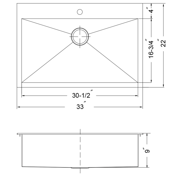 Houzer BLS-3322 Zero Radius Topmount Stainless Steel 1-Hole Large Kitchen Sink