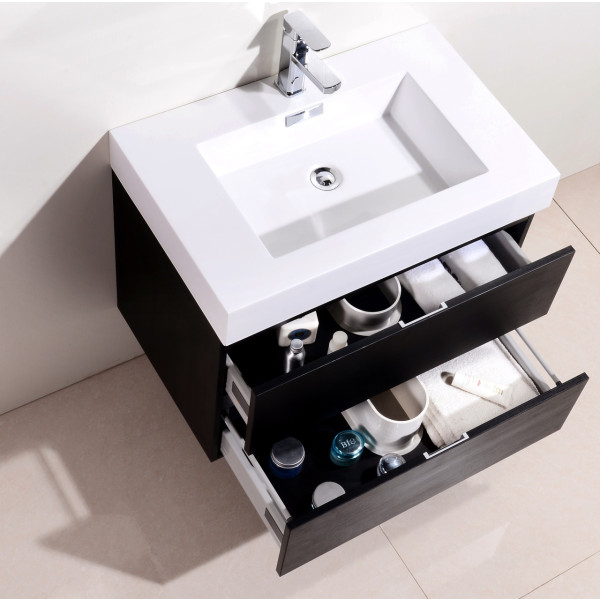 KubeBath BSL30 Bliss 30 Inch Wood Wall Mounted Modern Bathroom Vanity