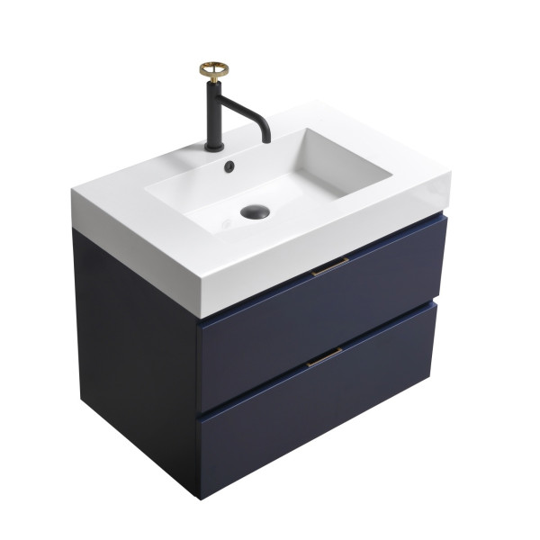 KubeBath BSL30 Bliss 30 Inch Wood Wall Mounted Modern Bathroom Vanity