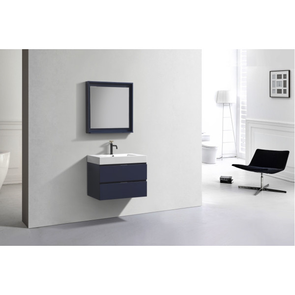 KubeBath BSL30 Bliss 30 Inch Wood Wall Mounted Modern Bathroom Vanity