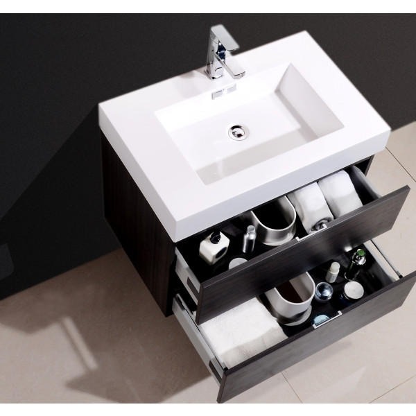 KubeBath BSL30 Bliss 30 Inch Wood Wall Mounted Modern Bathroom Vanity
