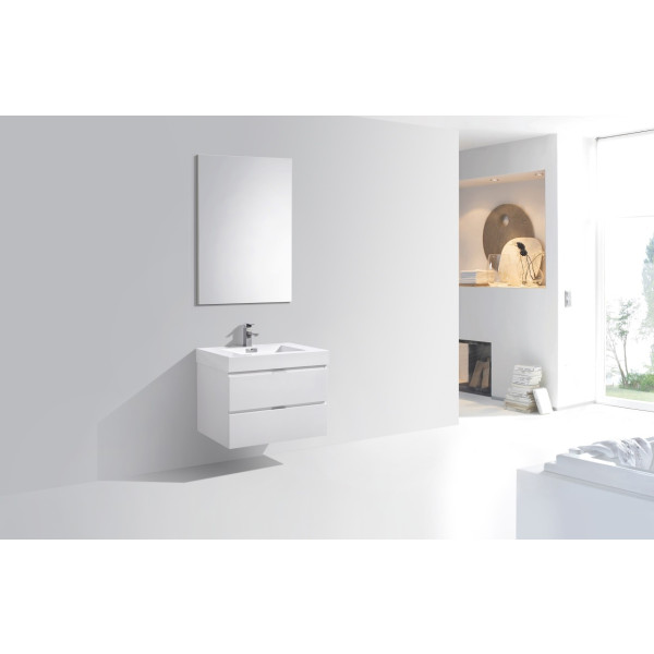 KubeBath BSL30 Bliss 30 Inch Wood Wall Mounted Modern Bathroom Vanity