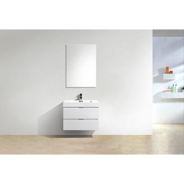 KubeBath BSL30 Bliss 30 Inch Wood Wall Mounted Modern Bathroom Vanity