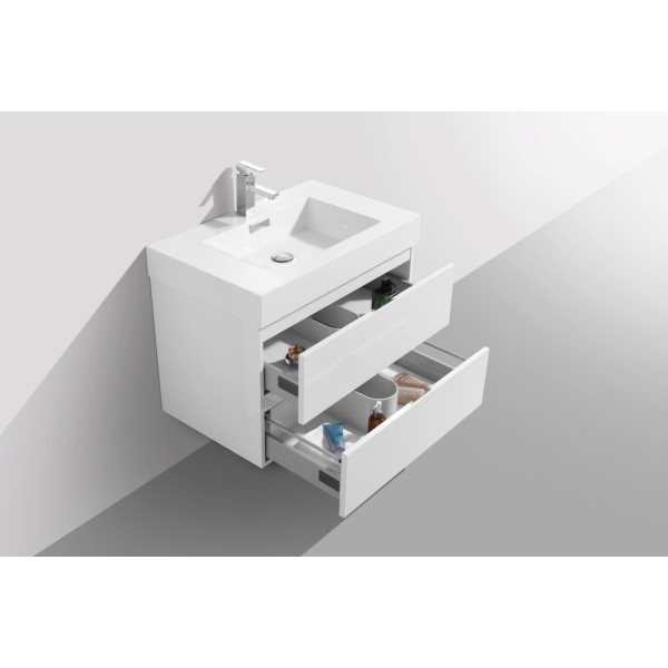 KubeBath BSL30 Bliss 30 Inch Wood Wall Mounted Modern Bathroom Vanity