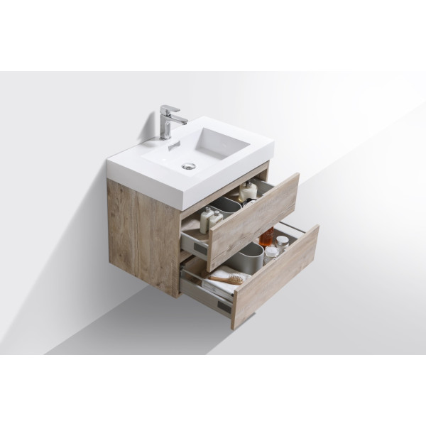 KubeBath BSL30 Bliss 30 Inch Wood Wall Mounted Modern Bathroom Vanity