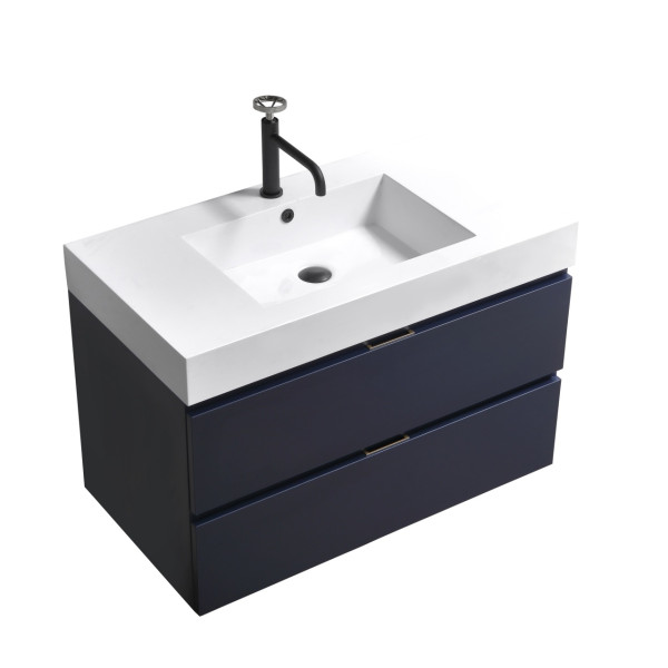 KubeBath BSL36 Bliss Wood 36 Inch Wall Mounted Modern Bathroom Vanity