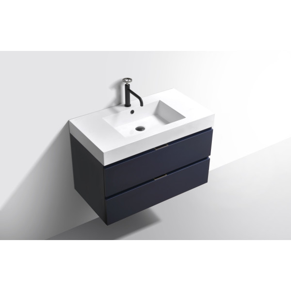 KubeBath BSL36 Bliss Wood 36 Inch Wall Mounted Modern Bathroom Vanity
