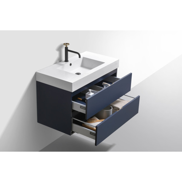 KubeBath BSL36 Bliss Wood 36 Inch Wall Mounted Modern Bathroom Vanity