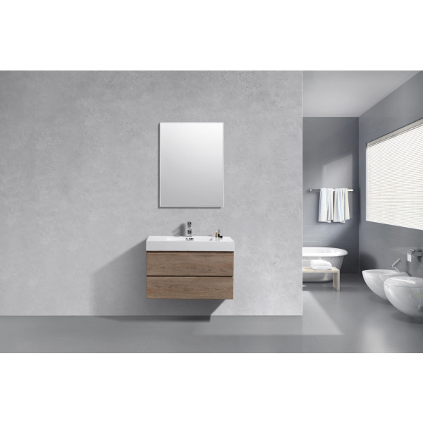 KubeBath BSL36 Bliss Wood 36 Inch Wall Mounted Modern Bathroom Vanity