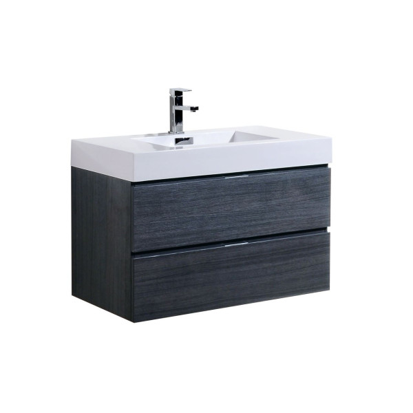 KubeBath BSL36 Bliss Wood 36 Inch Wall Mounted Modern Bathroom Vanity