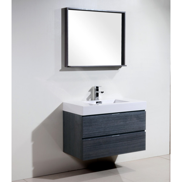 KubeBath BSL36 Bliss Wood 36 Inch Wall Mounted Modern Bathroom Vanity