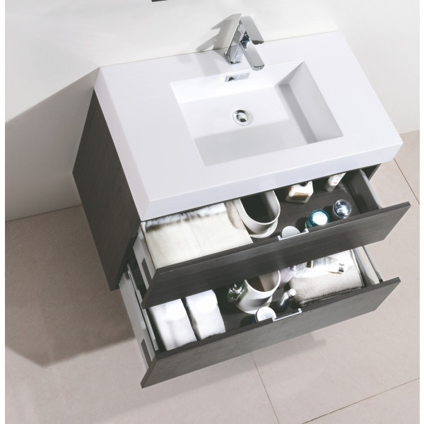 KubeBath BSL36 Bliss Wood 36 Inch Wall Mounted Modern Bathroom Vanity