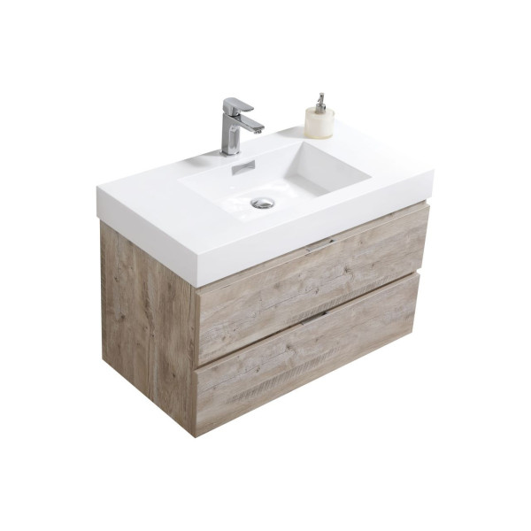 KubeBath BSL36 Bliss Wood 36 Inch Wall Mounted Modern Bathroom Vanity