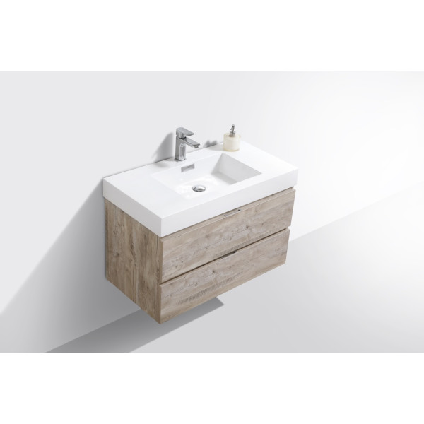KubeBath BSL36 Bliss Wood 36 Inch Wall Mounted Modern Bathroom Vanity