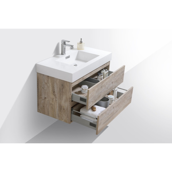KubeBath BSL36 Bliss Wood 36 Inch Wall Mounted Modern Bathroom Vanity