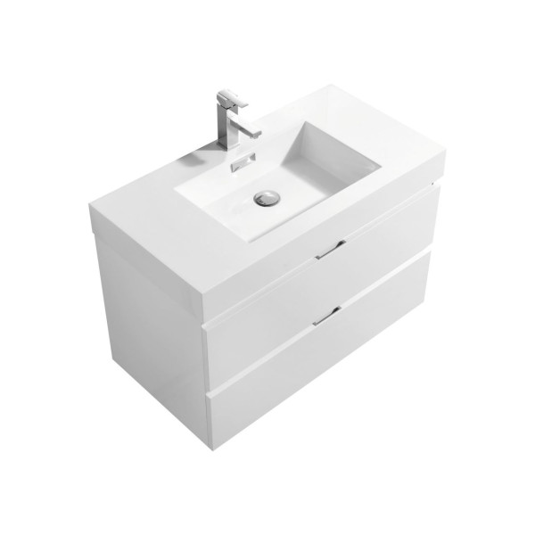 KubeBath BSL36 Bliss Wood 36 Inch Wall Mounted Modern Bathroom Vanity