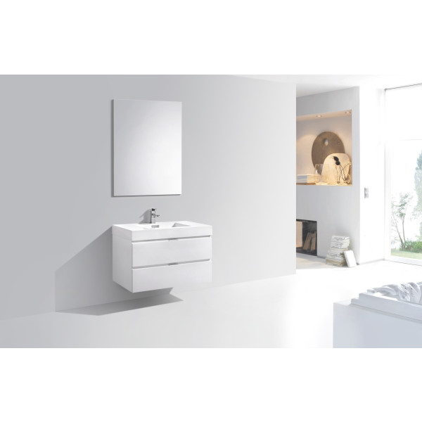 KubeBath BSL36 Bliss Wood 36 Inch Wall Mounted Modern Bathroom Vanity